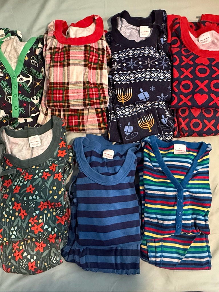Hanna Andersson Girls Mixed Pajama Bundle - Red, Navy, Green, Blue, Multicolor